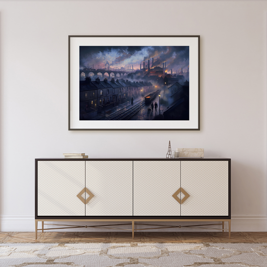 Industrial Blackcountry Town Sunset Wall Art | Moody Urban Landscape Print