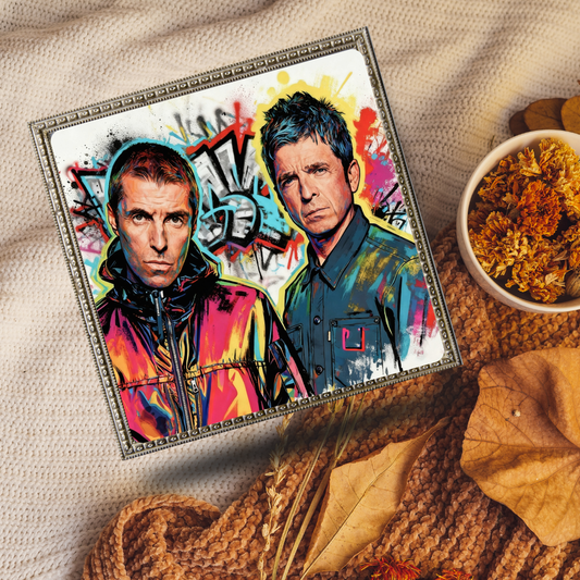 Oasis Gallagher Brothers Abstract Art Print - Liam & Noel Modern Wall Decor - Manchester Indie Rock Poster -90s Britpop Music Gift
