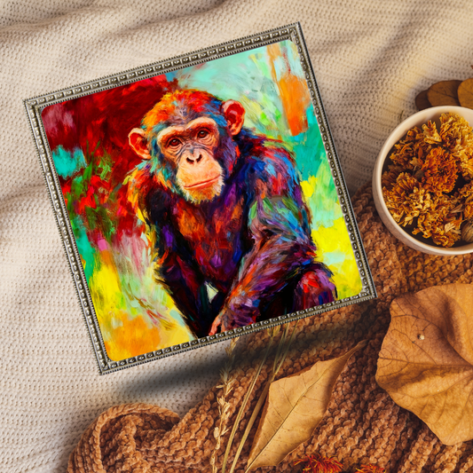 Abstract Vibrant Chimpanzee Wall Art – Colorful Monkey Print - Modern Animal Home Decor