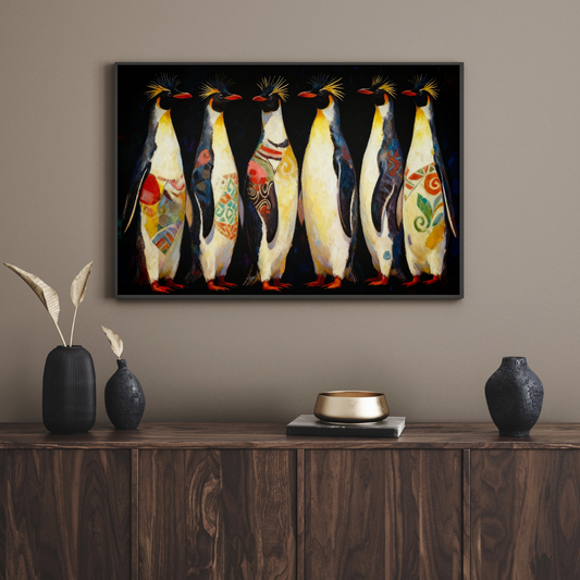 Abstract Rockhopper Penguin Wall Art - Modern Minimalist Animal Poster