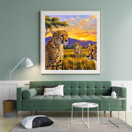 Three Cheetahs Wall Art - Boho Jungle Decor - Cheetah Print Poster