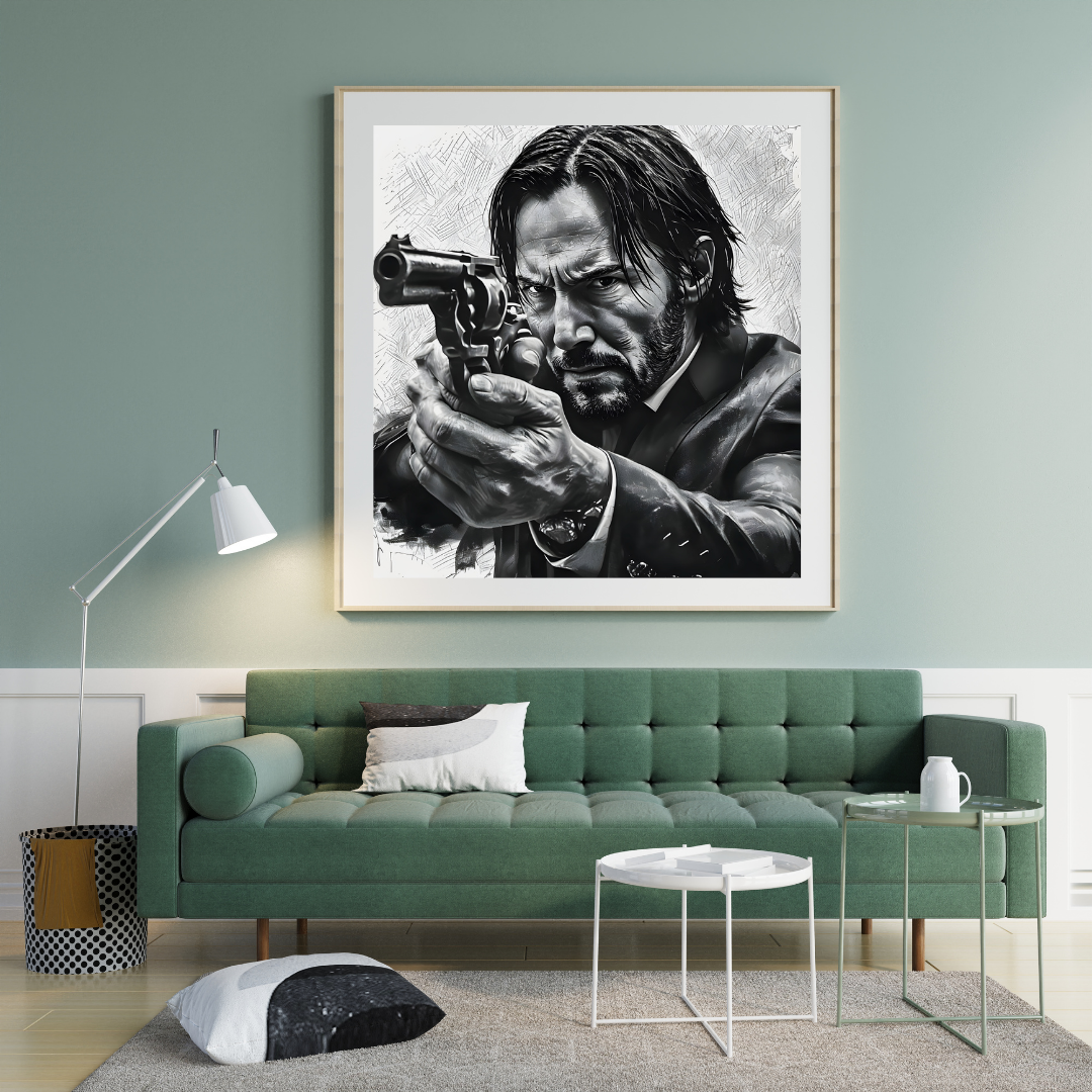 John Wick Black and White Portrait Art - "The Baba Yaga" Noir Style