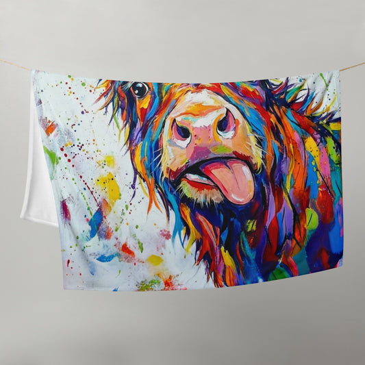 Abstract Multicoloured Donkey Throw Blanket | Colorful Farmhouse Decor