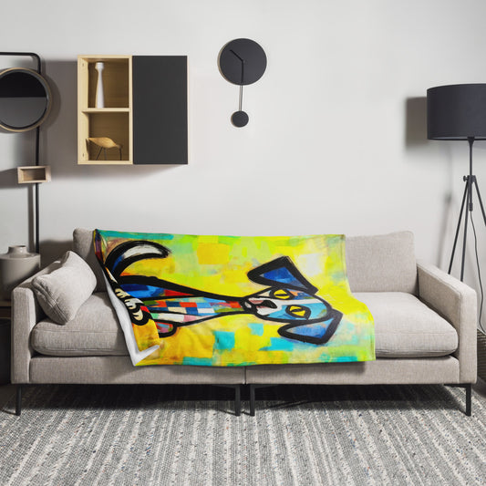 Abstract Dog Throw Blanket – Modern Artistic Pet Lover Cozy Sofa & Bed Throw