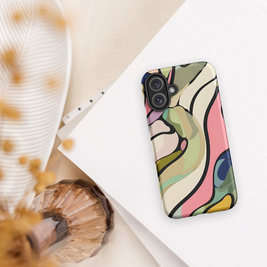 Abstract Swirl Tough iPhone Case - Aesthetic Marble Wave Cover - For iPhone models
