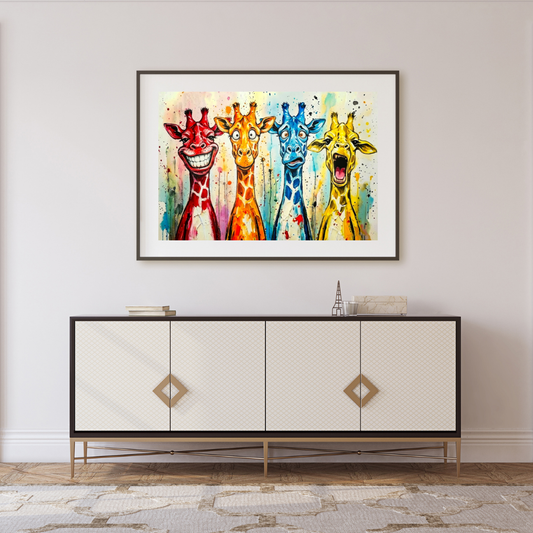 Fun Colorful Giraffe Print - Whimsical Abstract Animal Art for Playroom