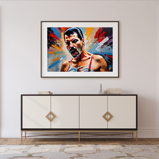 Freddie Mercury Portrait Print - Minimalist Queen Wall Art - Iconic Singer Music Legend Poster