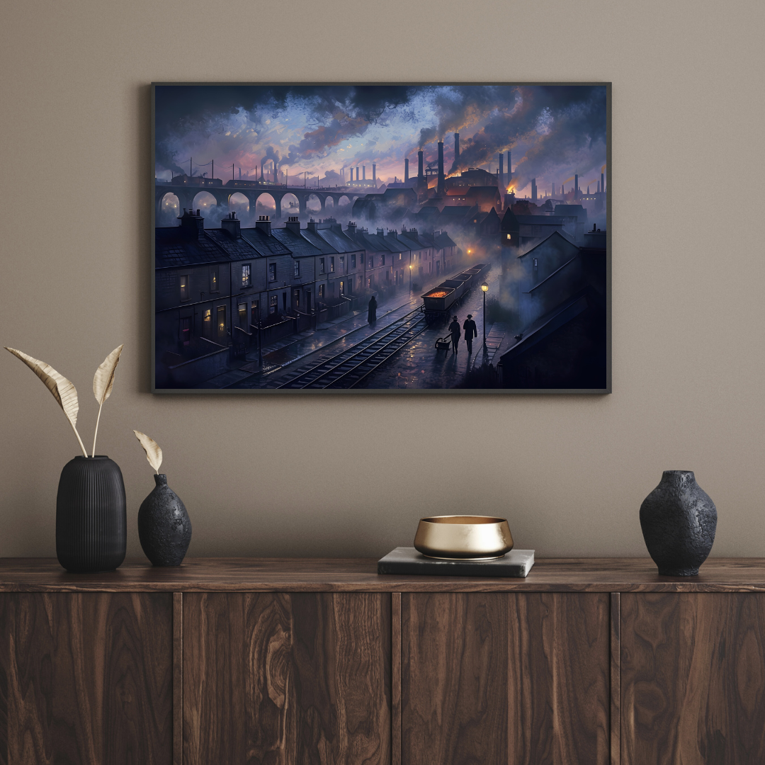 Industrial Blackcountry Town Sunset Wall Art | Moody Urban Landscape Print