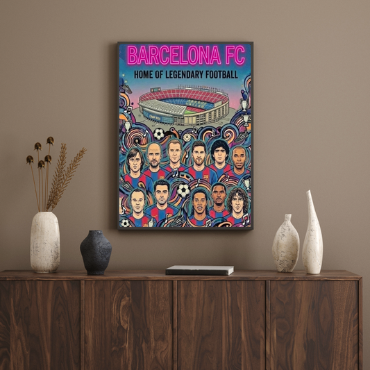 Barcelona Poster – Legendary Players Wall Art Print - Football Fan Decor