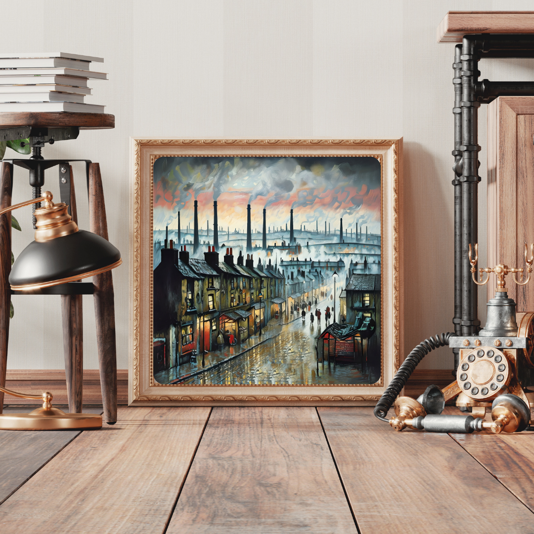 Black Country Industrial Town Art - Matchstick Men Style Print