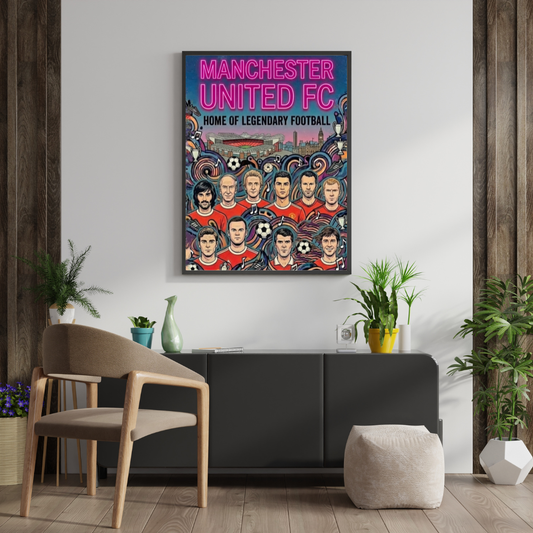 Manchester United Poster – Legendary Players Wall Art Print - Man United Football Decor
