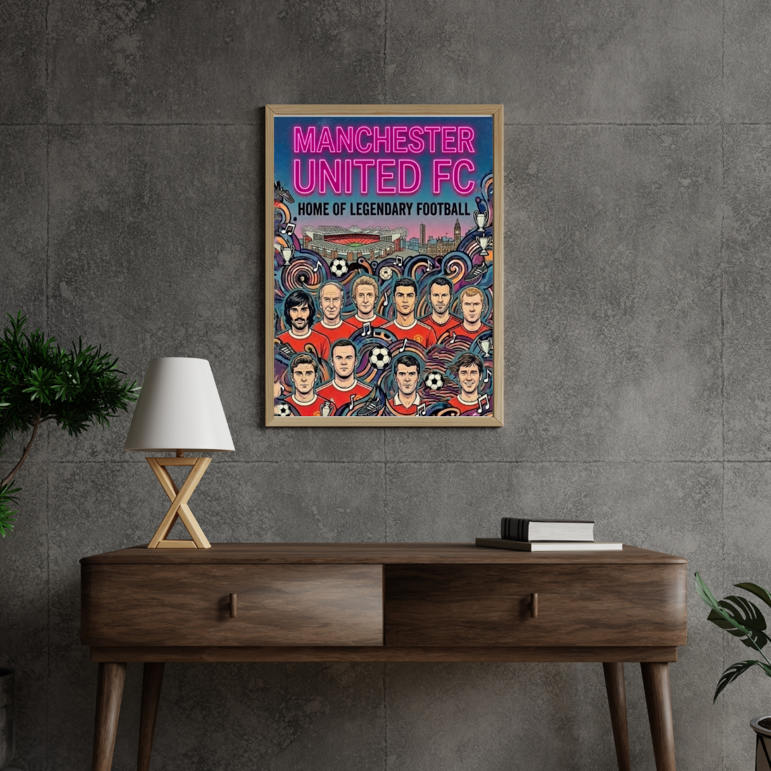 Manchester United Poster – Legendary Players Wall Art Print - Man United Football Decor