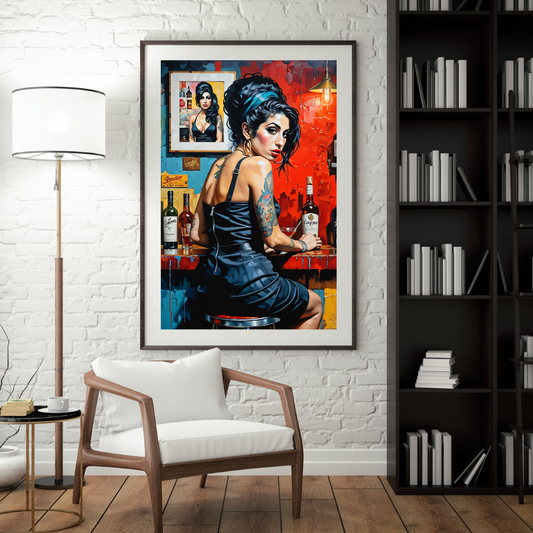 Amy Winehouse Portrait Pop Art - Colorful Music Icon Wall Art Print - Retro Soul Singer Decor