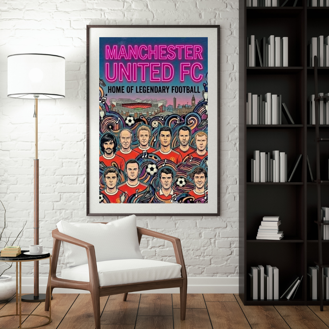 Manchester United Poster – Legendary Players Wall Art Print - Man United Football Decor