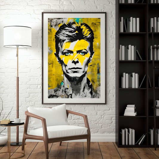 David Bowie Minimalist Portrait Print - Modern Music Legend Wall Art - Abstract Bowie Fine Art Decor