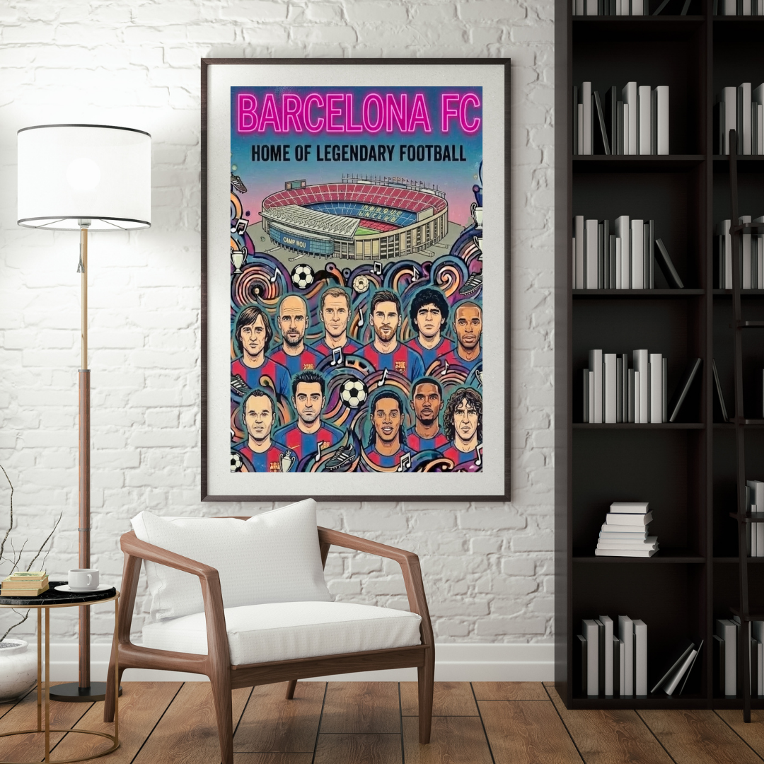 Barcelona Poster – Legendary Players Wall Art Print - Football Fan Decor