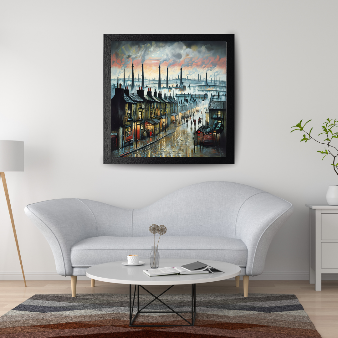 Black Country Industrial Town Art - Matchstick Men Style Print