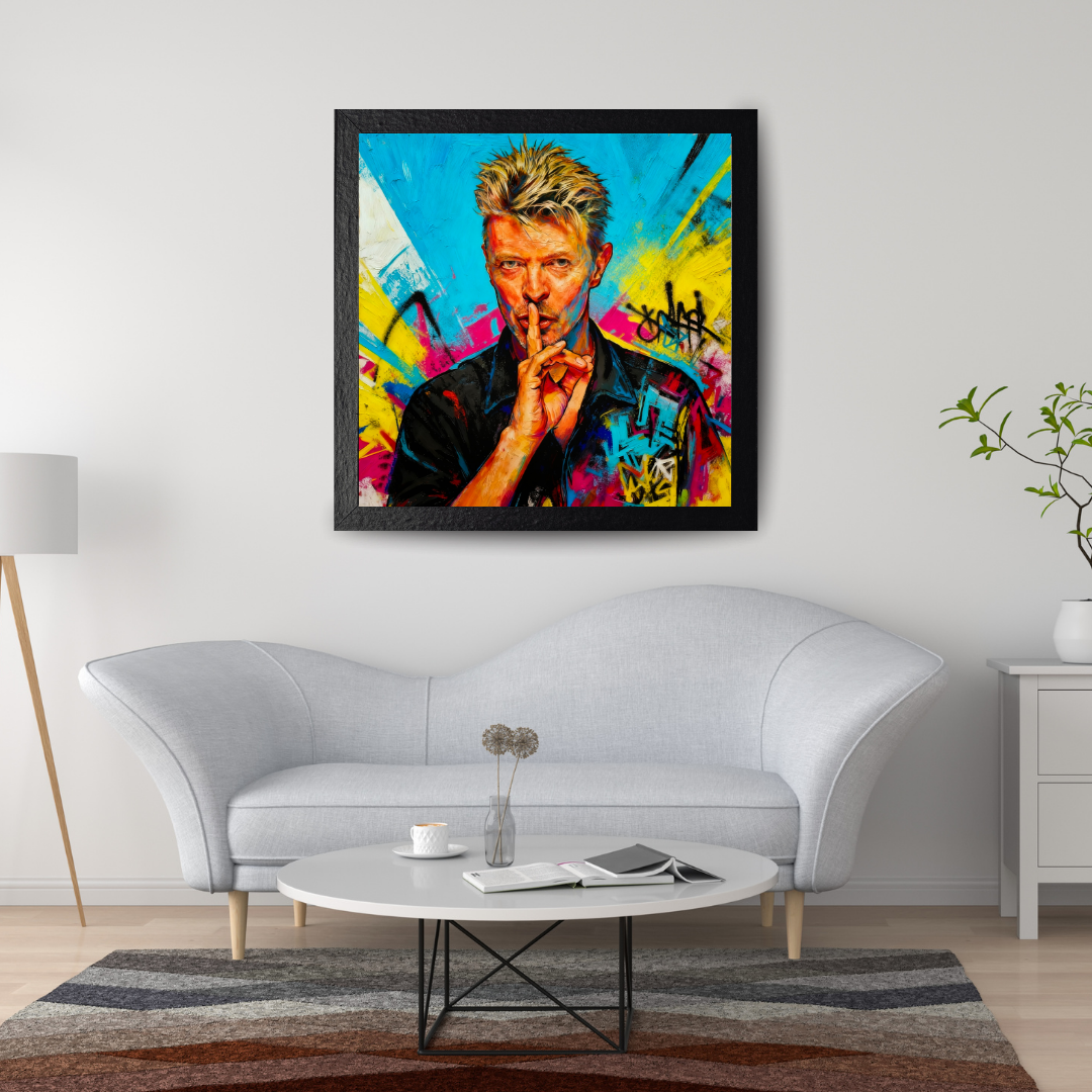 Bowie Abstract Psychedelic Poster - Colorful Mid-Century Modern Wall Art - Glam Rock Inspired Pop Art - Vibrant Music Room Decor