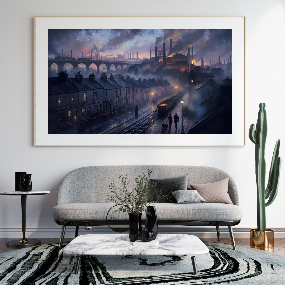 West Midlands Industrial Landscape Print | Historic Town Sunset Wall Art