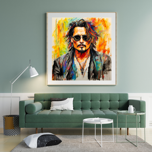 Johnny Depp Themed Pop Art print - Stylized Actor Portrait Print - Vibrant Music & Film Decor