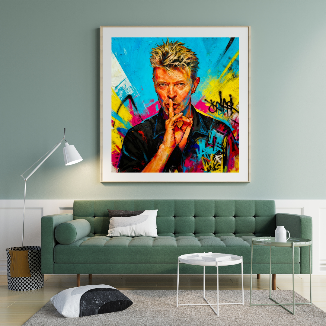 Bowie Abstract Psychedelic Poster - Colorful Mid-Century Modern Wall Art - Glam Rock Inspired Pop Art - Vibrant Music Room Decor