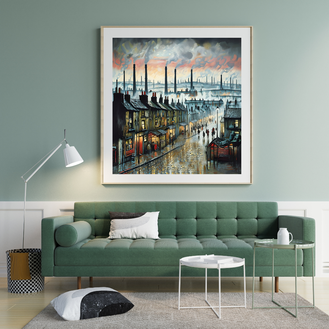 Black Country Industrial Town Art - Matchstick Men Style Print