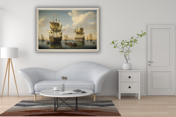 Epic Warship Wall Art - Battle of Trafalgar 1805 - Masculine Office Decor Print