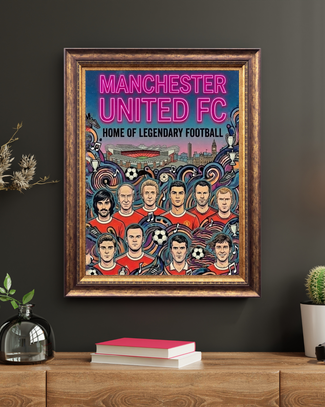 Manchester United Poster – Legendary Players Wall Art Print - Man United Football Decor