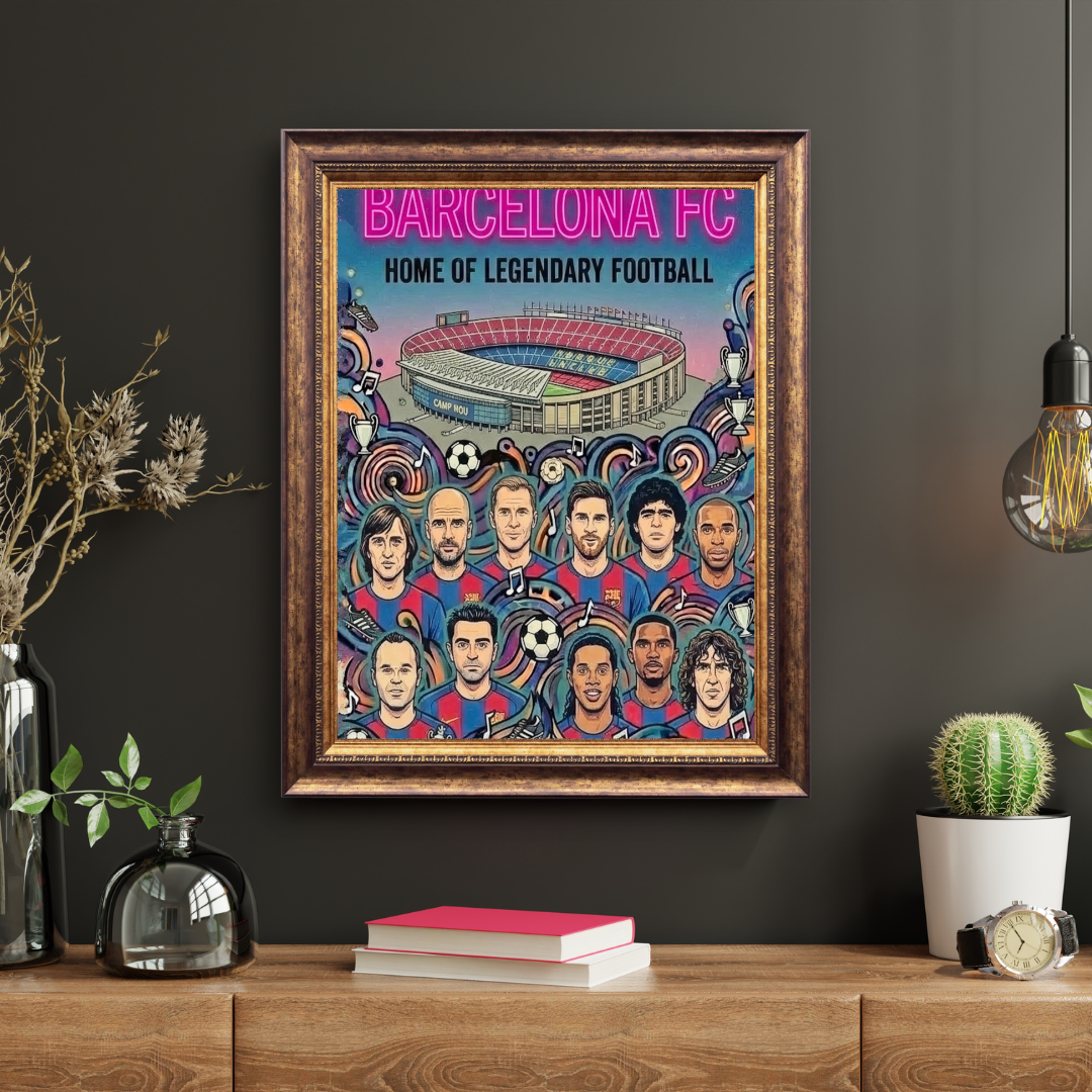 Barcelona Poster – Legendary Players Wall Art Print - Football Fan Decor
