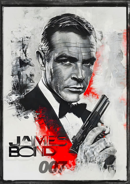 Sean Connery James Bond Art Print - Classic 007 Wall Art -Vintage Black and White Hollywood Portrait