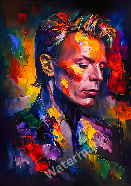 Colorful David Bowie Wall Art - Abstract Rock Star Print for Modern Decor