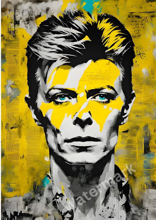 David Bowie Minimalist Portrait Print - Modern Music Legend Wall Art - Abstract Bowie Fine Art Decor