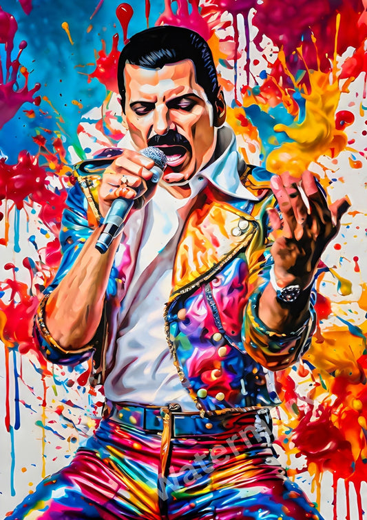 Freddie Mercury Pop Art Print - Don't Stop Me Now Music Poster - Vibrant Queen Fan Gift Idea