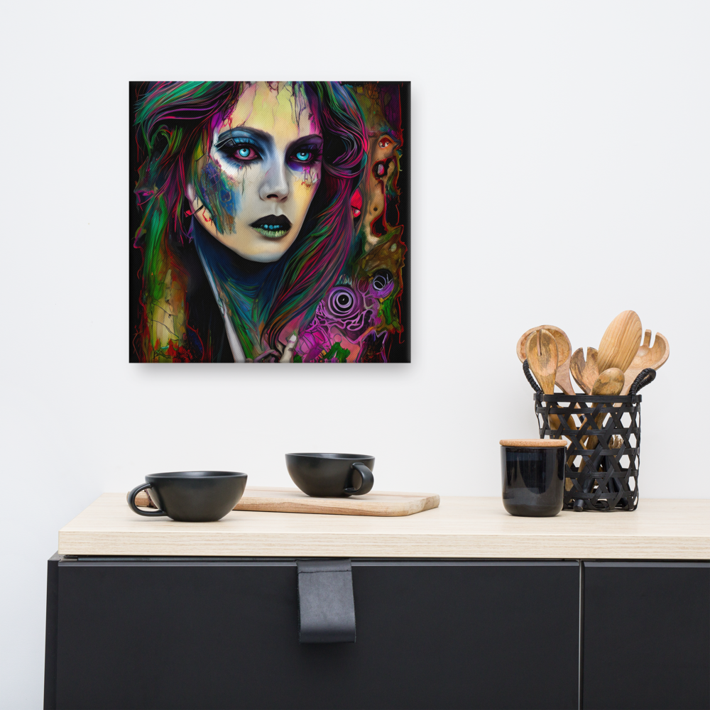 Abstract Woman Vibrant Moody Wall Art Print - Modern Feminine Canvas Decor