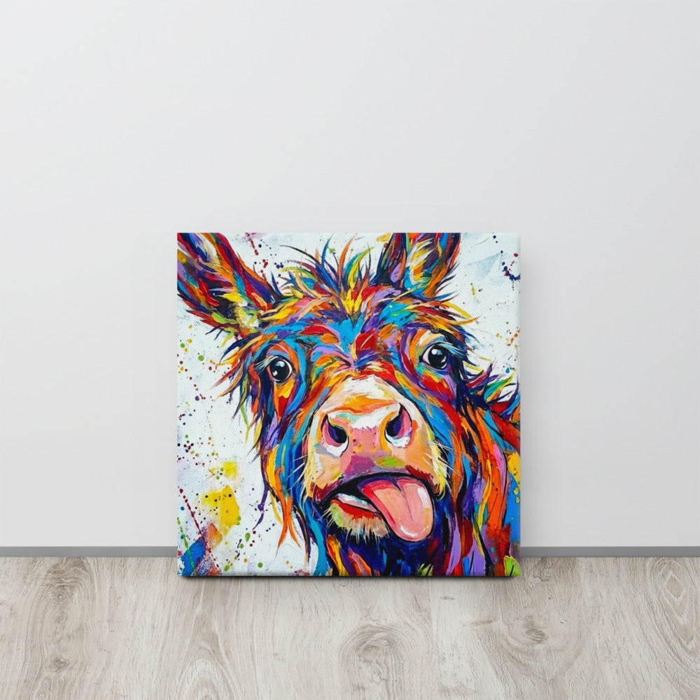 Abstract Multicoloured Donkey Portrait Canvas - Colorful Farm Animal Wall Art