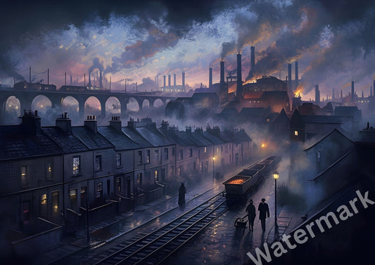 Industrial Blackcountry Town Sunset Wall Art | Moody Urban Landscape Print