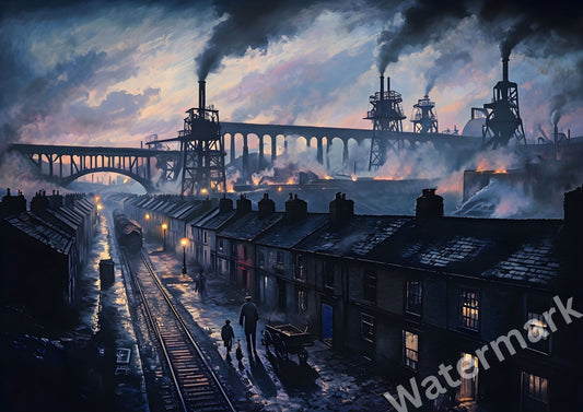 West Midlands Industrial Landscape Print | Historic Town Sunset Wall Art