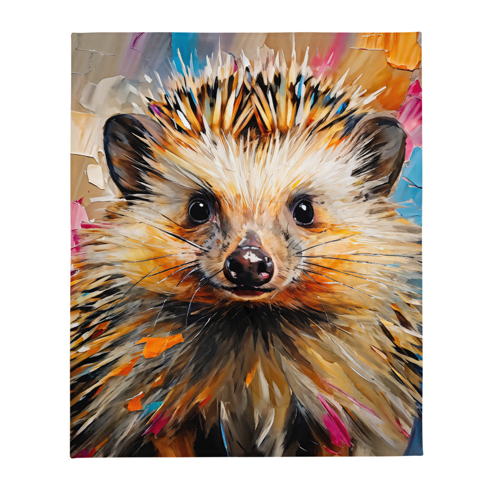 Abstract Hedgehog Throw Blanket 60x50 Inches – Modern Woodland Animal Cozy Sofa Blanket, Cute Hedgehog Home Decor Gift