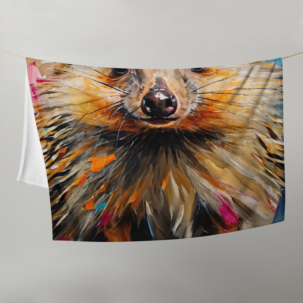 Abstract Hedgehog Throw Blanket 60x50 Inches – Modern Woodland Animal Cozy Sofa Blanket, Cute Hedgehog Home Decor Gift