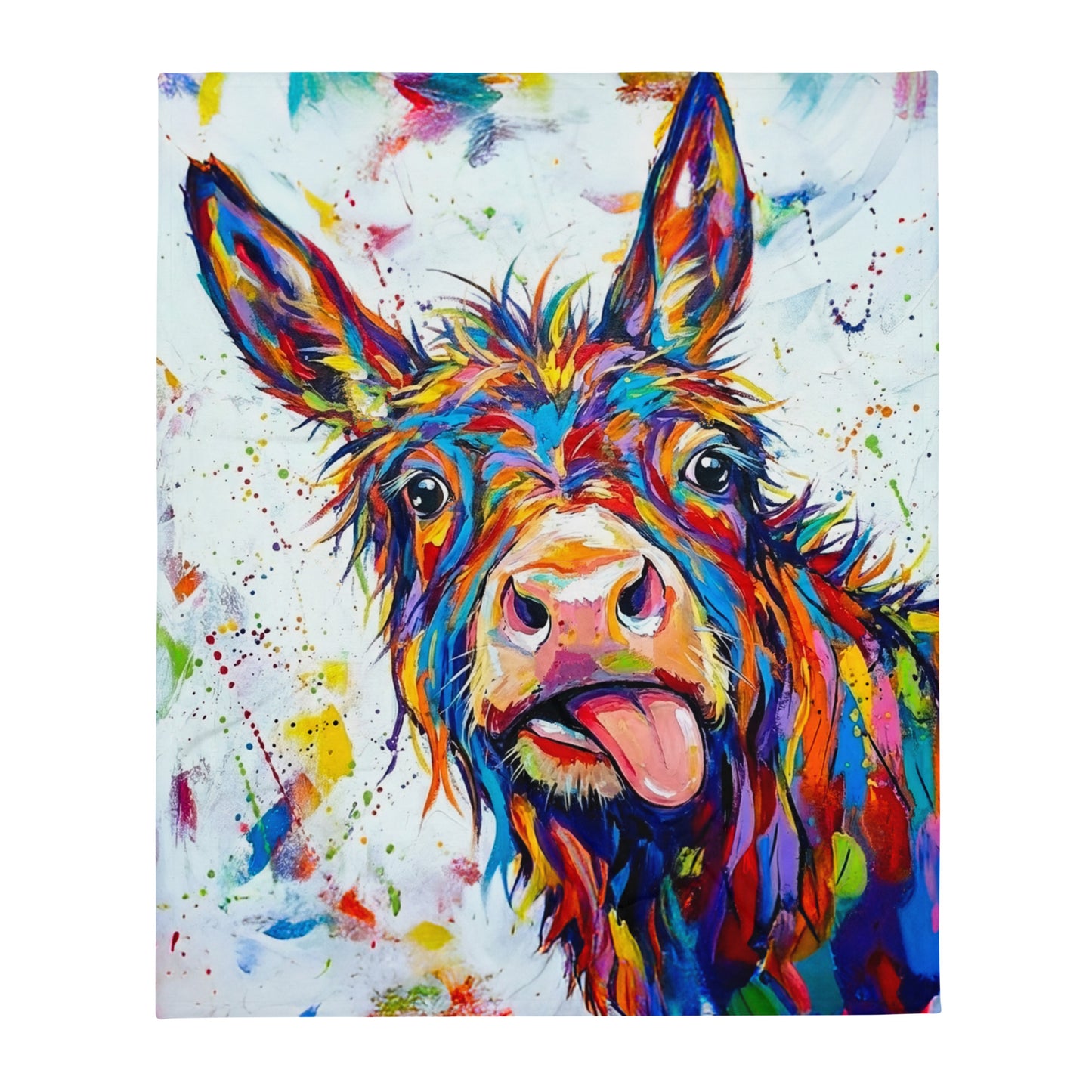 Abstract Multicoloured Donkey Throw Blanket | Colorful Farmhouse Decor