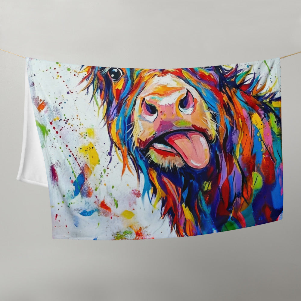 Abstract Multicoloured Donkey Throw Blanket | Colorful Farmhouse Decor