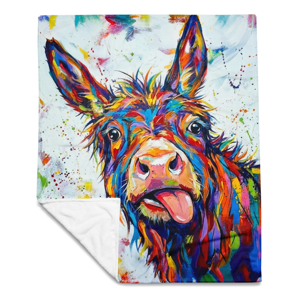 Abstract Multicoloured Donkey Throw Blanket | Colorful Farmhouse Decor