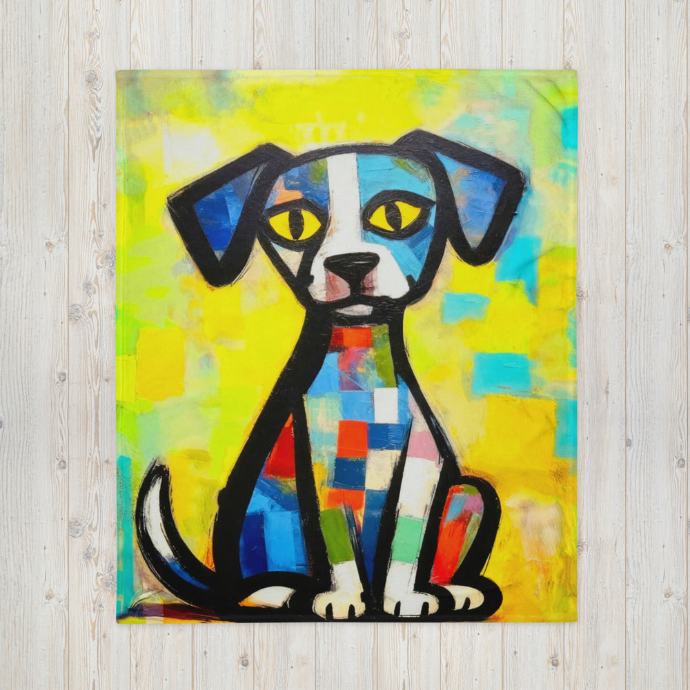 abstract multicolour dog throw blanket