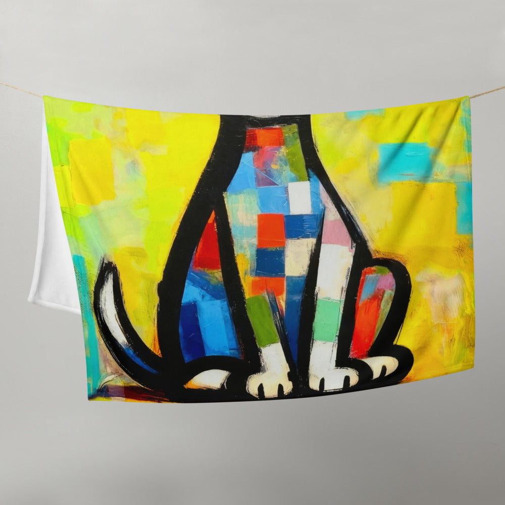 Abstract Dog Throw Blanket – Modern Artistic Pet Lover Cozy Sofa & Bed Throw