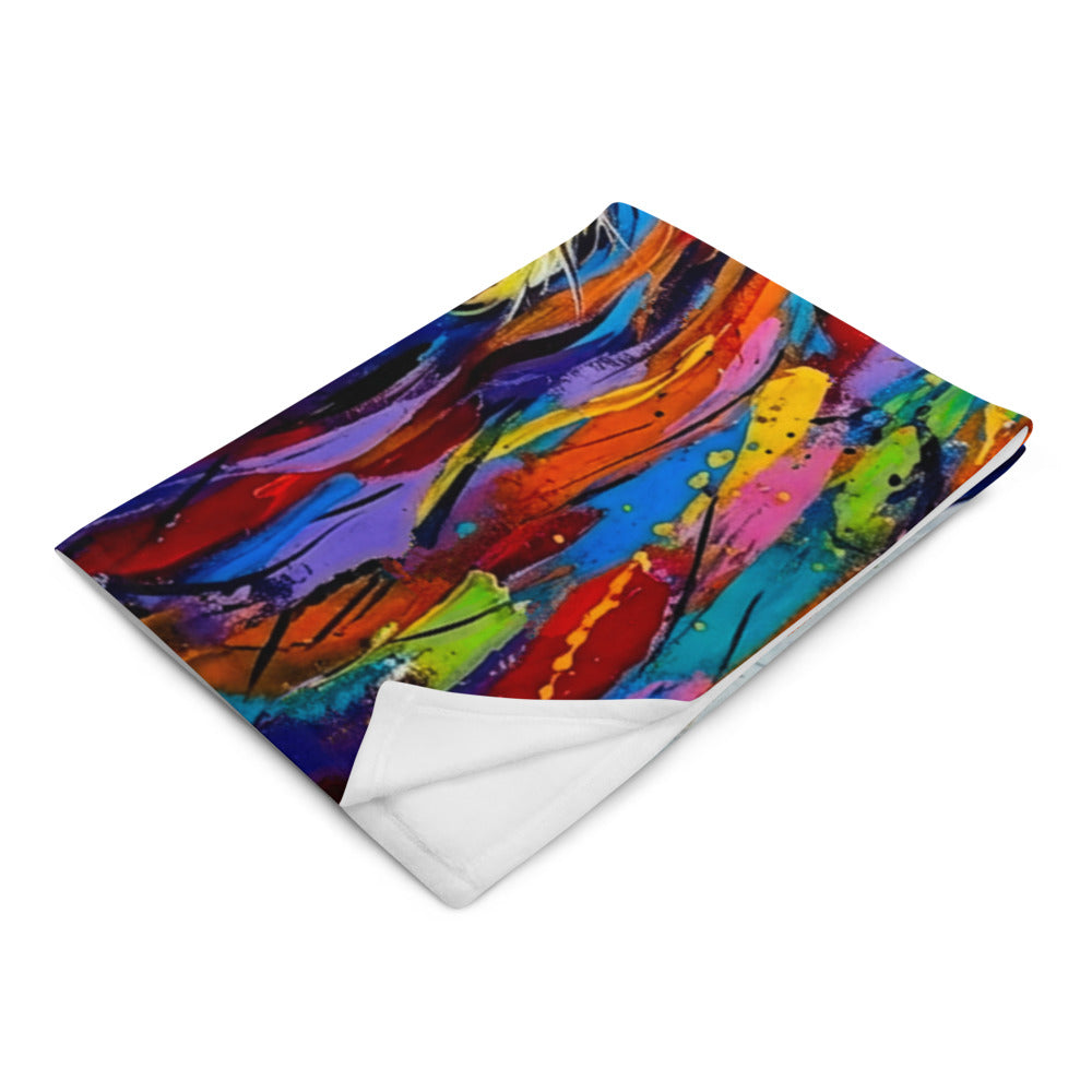 Abstract Highland Cow Throw Blanket | Rustic Farmhouse Cozy Fleece Blanket