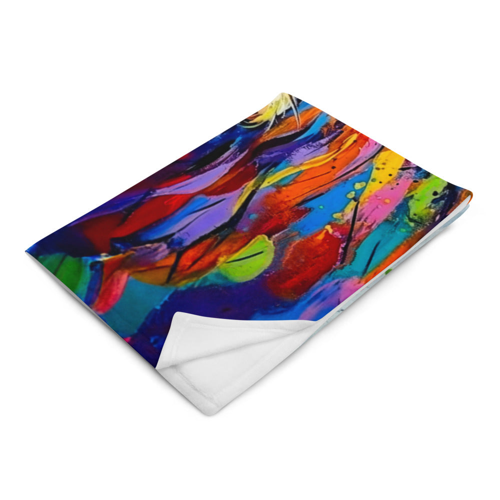 Abstract Multicoloured Donkey Throw Blanket | Colorful Farmhouse Decor