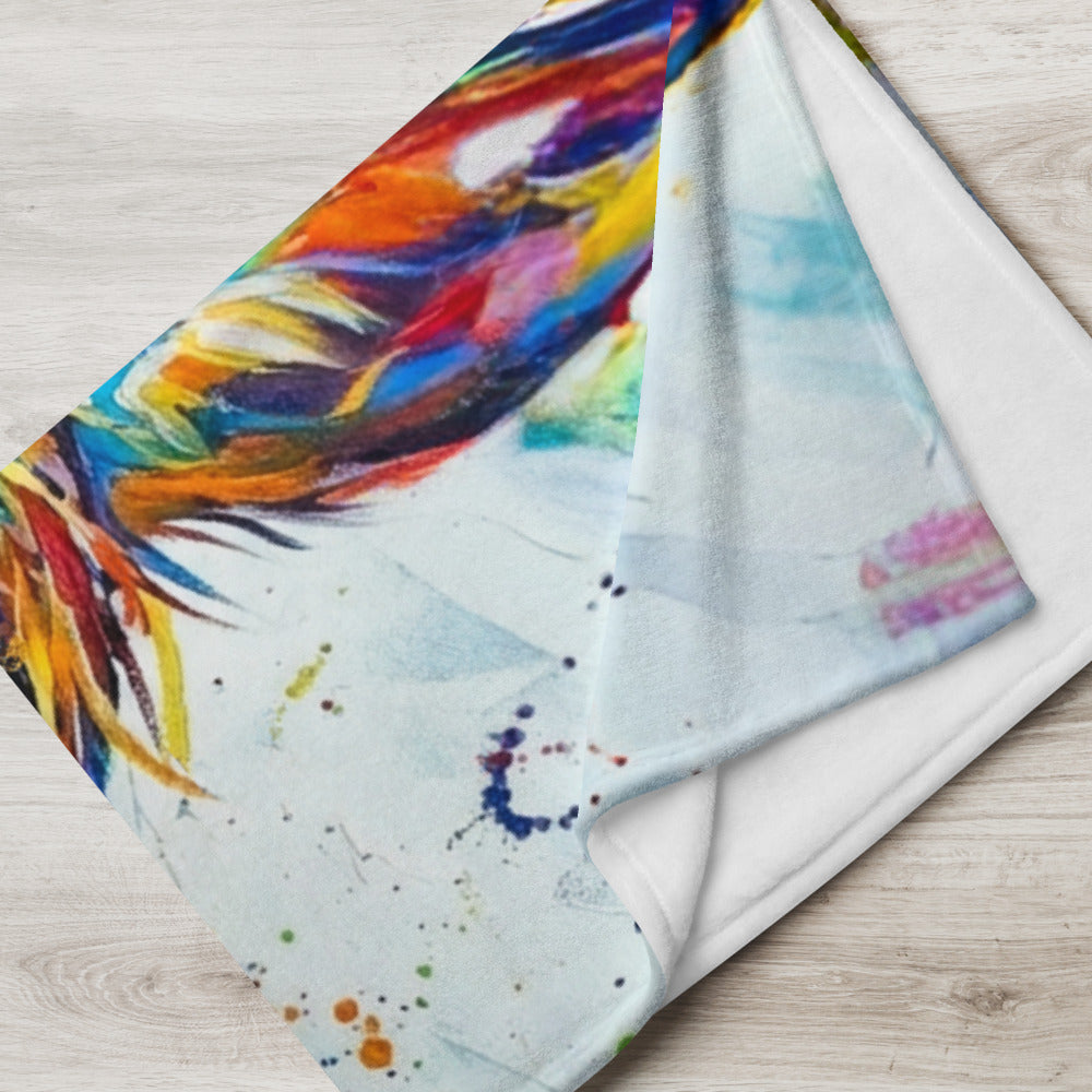 Abstract Multicoloured Donkey Throw Blanket | Colorful Farmhouse Decor