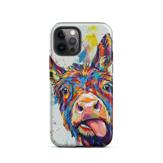 Phone case with a colorful donkey design on a white background