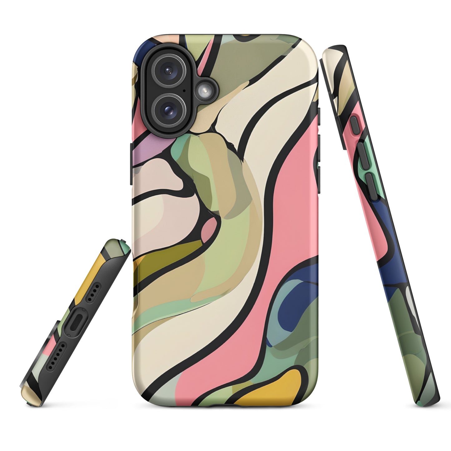 Abstract Swirl Tough iPhone Case - Aesthetic Marble Wave Cover - For iPhone models