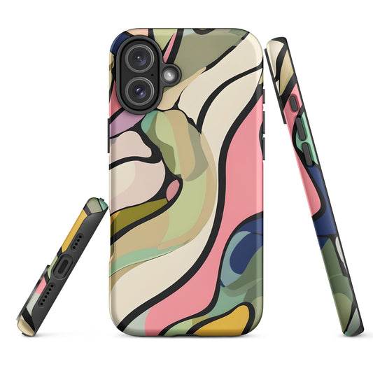 Abstract Swirl Tough iPhone Case - Aesthetic Marble Wave Cover - For iPhone models